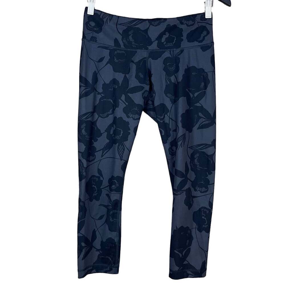 Lululemon Wunder Under Crop Leggings Brisk Bloom Black Soot SZ 6